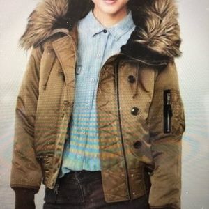 GAP chic bomber jacket w/faux fur collar